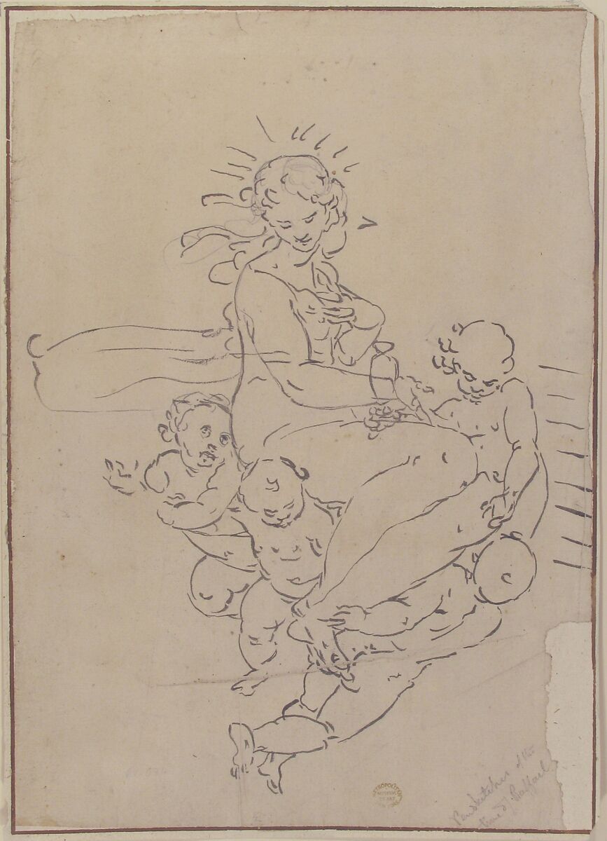 Apotheosis of Saint Mary Magdalen, After Luca Cambiaso (Italian, Moneglia 1527–1585 Madrid), Brush and black ink