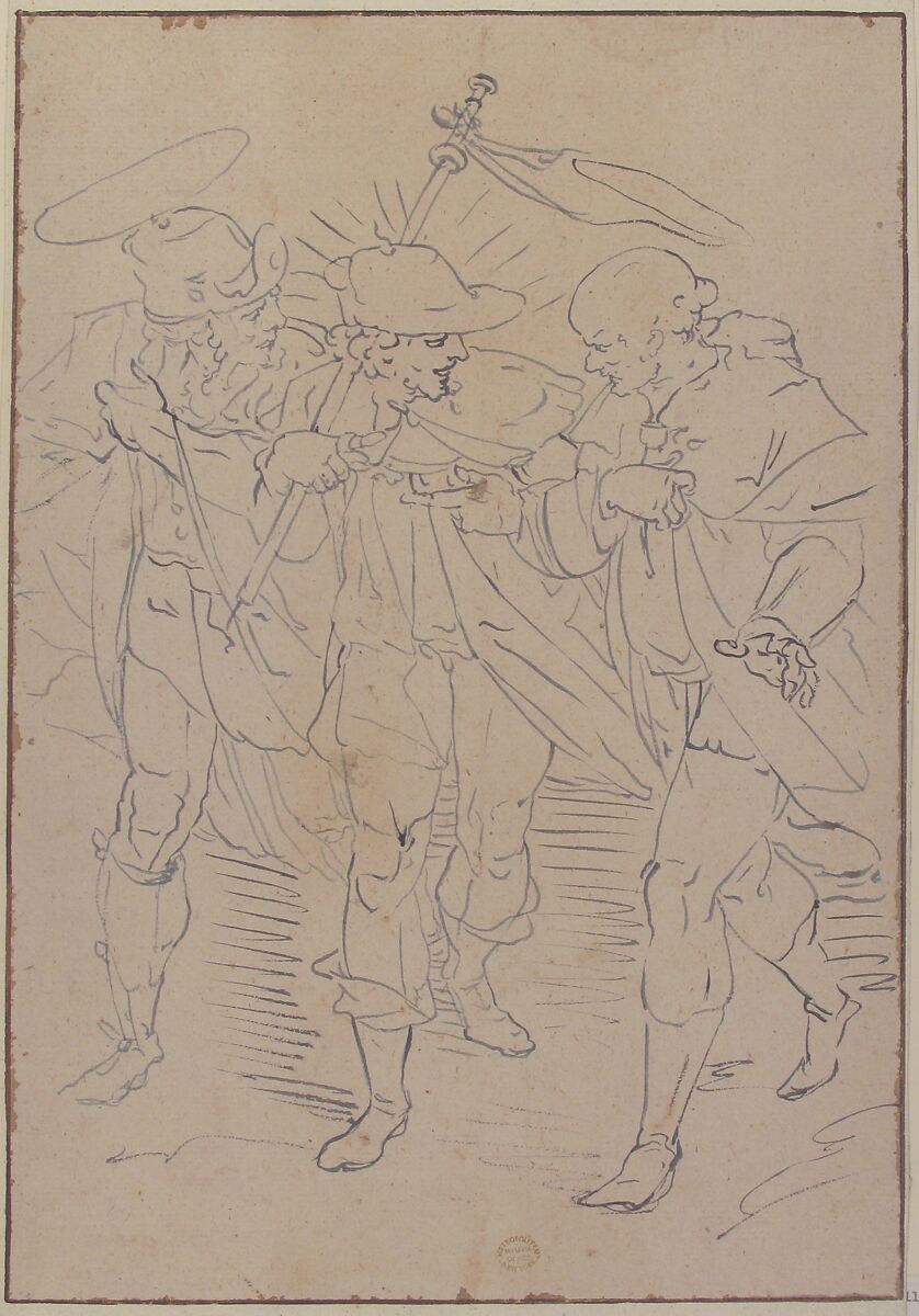 The Way to Emmaus, After Luca Cambiaso (Italian, Moneglia 1527–1585 Madrid), Brush and black ink