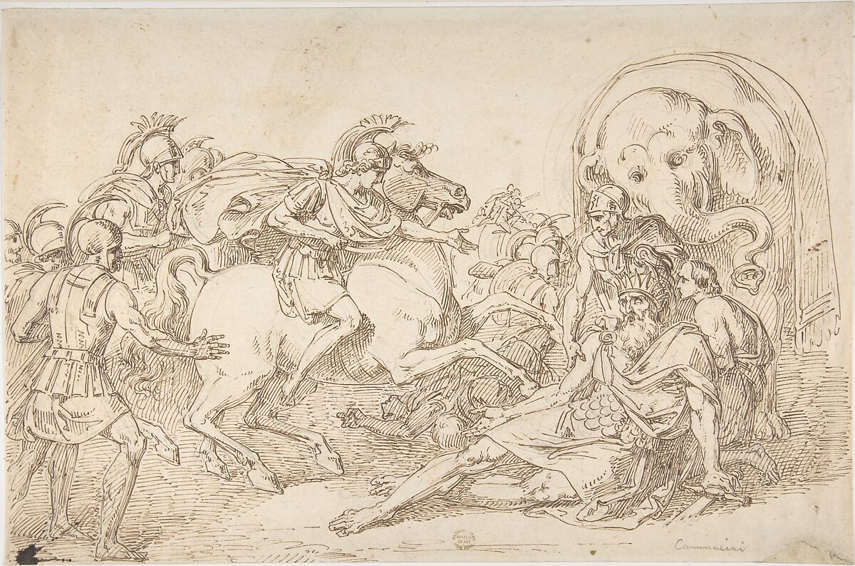 Alexander and Porus, Vincenzo Camuccini (Italian, Rome 1771–1844 Rome), Pen and brown ink over graphite 