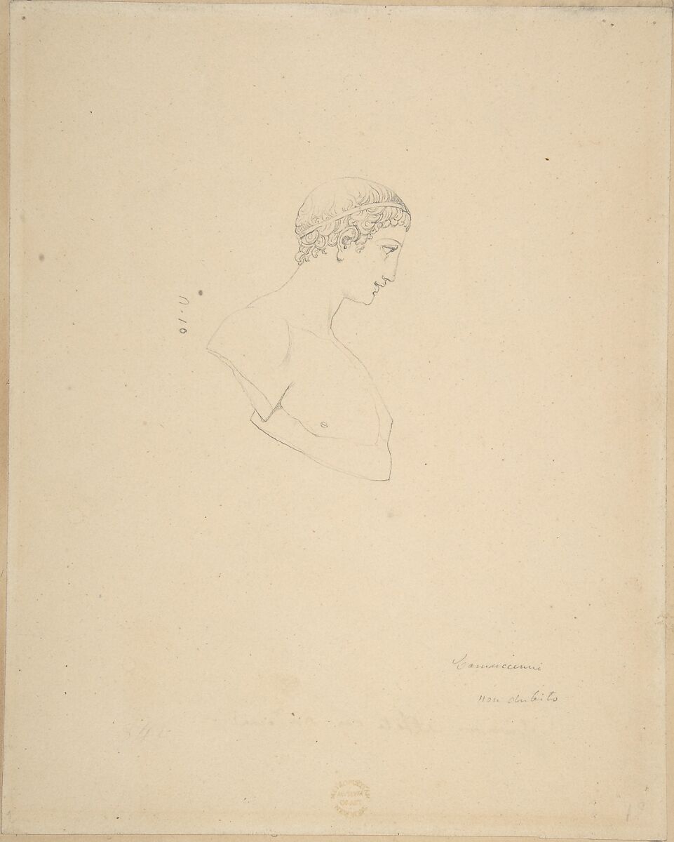 Classical Male Bust in Profile, Vincenzo Camuccini (Italian, Rome 1771–1844 Rome), Pen and brown ink with brush and gray wash over graphite 