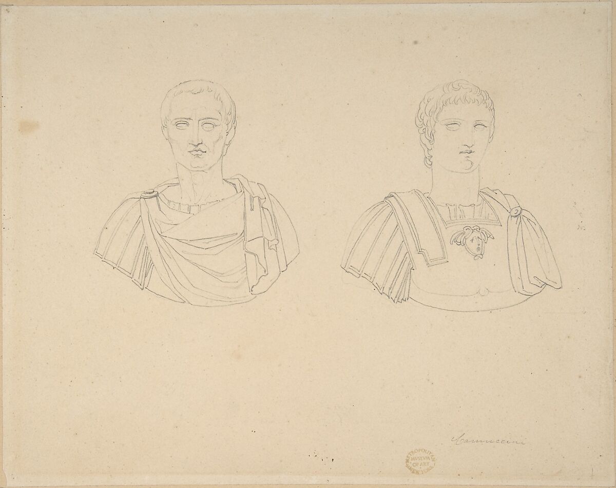 Two Roman Busts, Vincenzo Camuccini (Italian, Rome 1771–1844 Rome), Lead graphite 