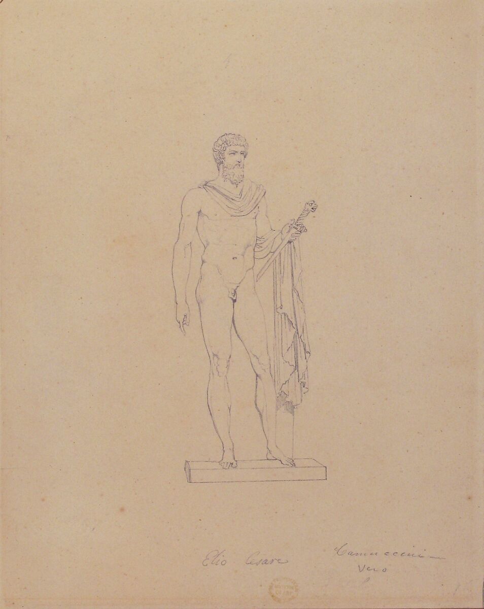 Statue of Caesar as a Divinity, Vincenzo Camuccini (Italian, Rome 1771–1844 Rome), Lead graphite