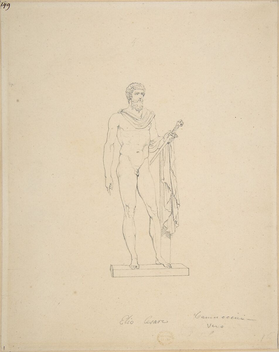 Statue of Caesar as a Divinity, Vincenzo Camuccini (Italian, Rome 1771–1844 Rome), Lead graphite 