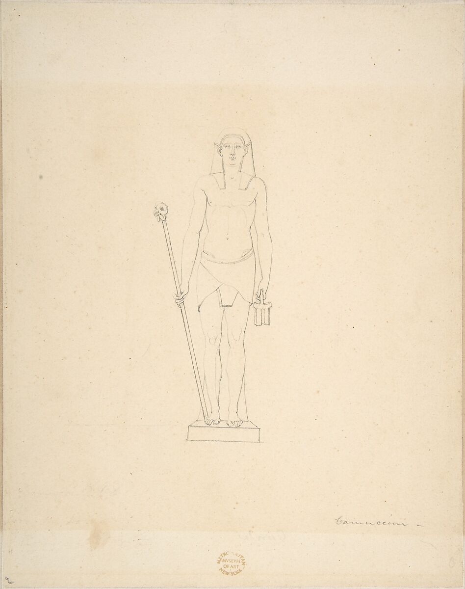 Standing Egyptian Figure, Vincenzo Camuccini (Italian, Rome 1771–1844 Rome), Graphite on buff paper 