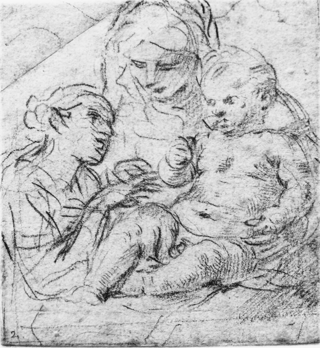 The Mystic Marriage of Saint Catherine, Simone Cantarini (Italian, Pesaro 1612–1648 Verona), Red chalk