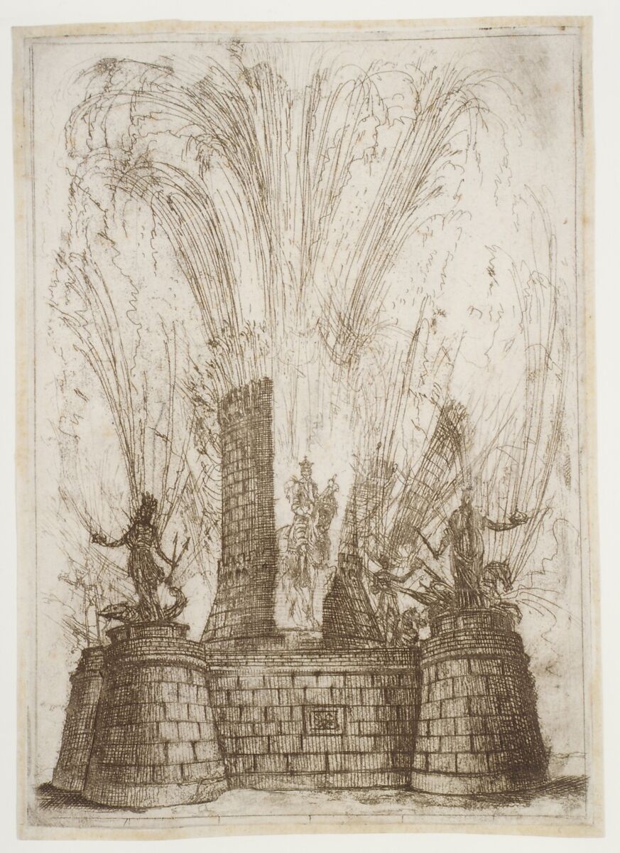 The Round Tower Ruptured to Reveal the Statue of the King of the Romans, Claude Lorrain (Claude Gellée) (French, Chamagne 1604/5?–1682 Rome), Etching; second state of two (Mannocci)