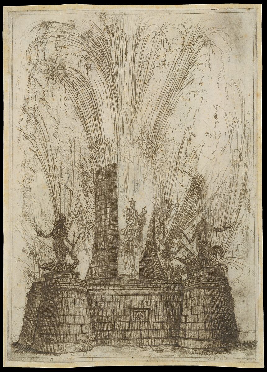 The Round Tower Ruptured to Reveal the Statue of the King of the Romans, Claude Lorrain (Claude Gellée) (French, Chamagne 1604/5?–1682 Rome), Etching; second state of two (Mannocci)