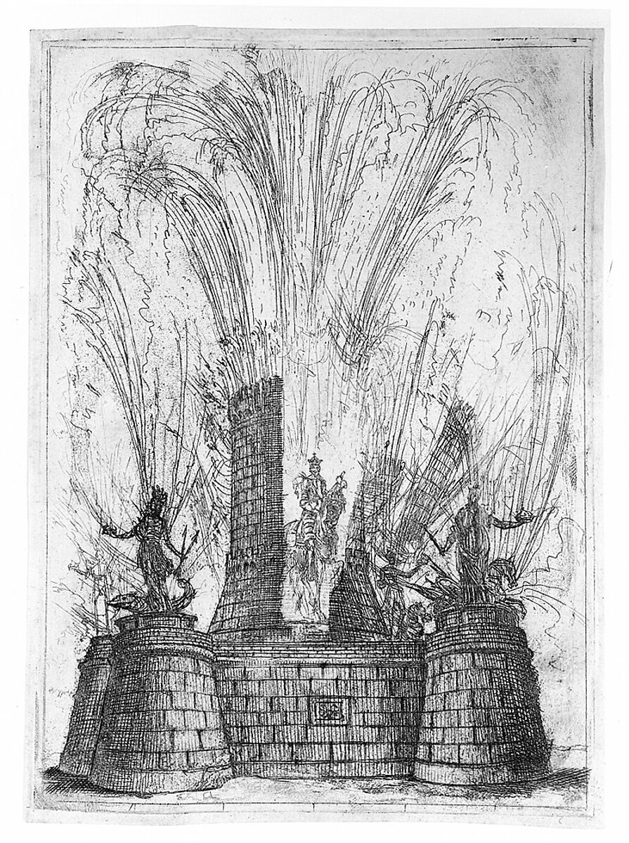 The Round Tower Ruptured to Reveal the Statue of the King of the Romans, Claude Lorrain (Claude Gellée) (French, Chamagne 1604/5?–1682 Rome), Etching; second state of two (Mannocci)