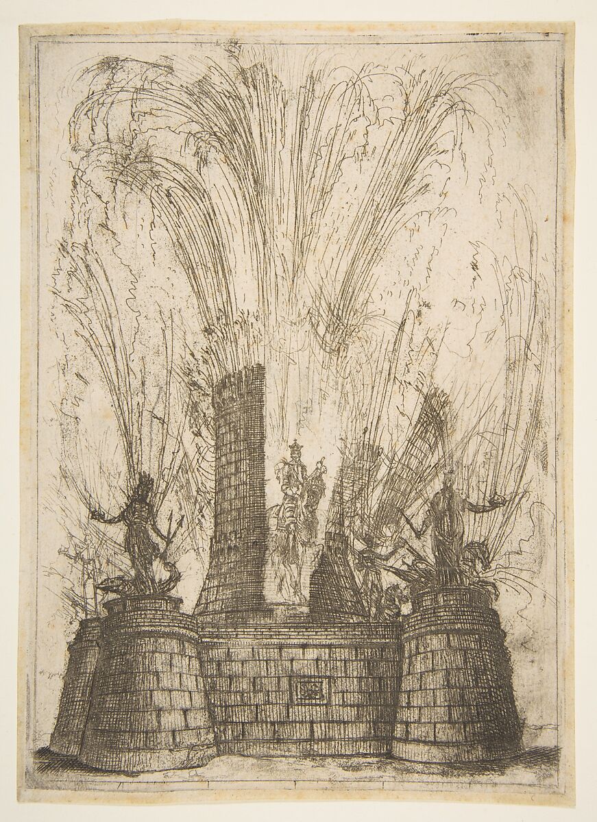 The Round Tower Ruptured to Reveal the Statue of the King of the Romans, Claude Lorrain (Claude Gellée)  French, Etching; second state of two (Mannocci)