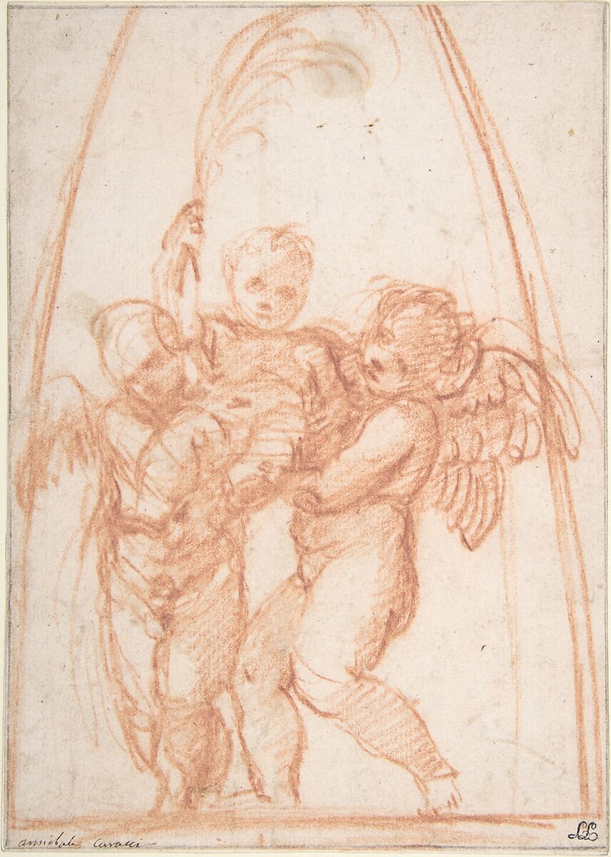 Anteros Victorious, Annibale Carracci  Italian, Red chalk