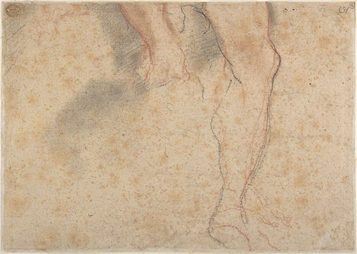 Studies of a Boy and a Girl (recto); Studies of Legs (verso), Traditionally ascribed to Annibale Carracci (Italian, Bologna 1560–1609 Rome), Red chalk, highlighted with white chalk, on beige paper (recto); black and red chalk (verso)