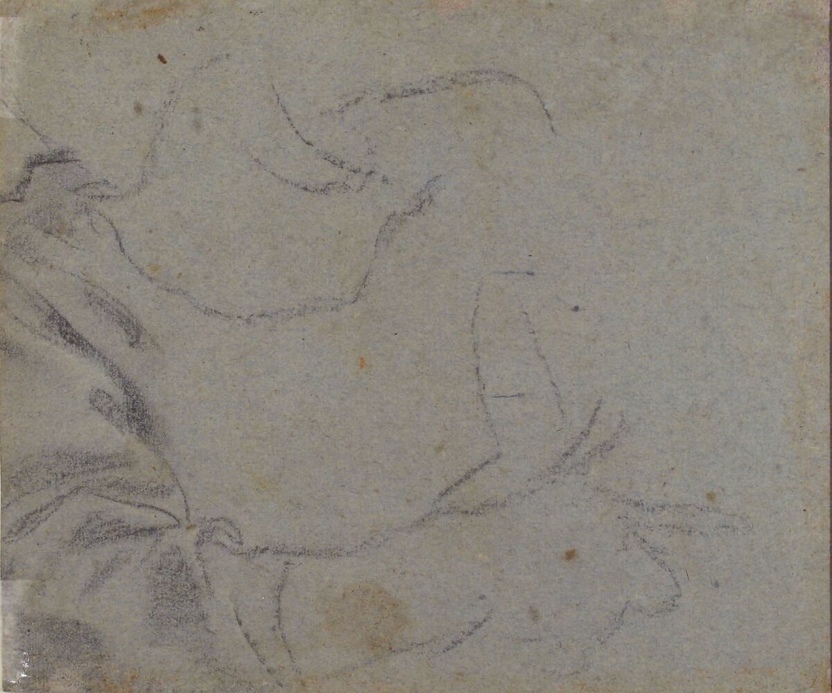 Study of an Old Man, attributed to Giacomo Cavedone (Italian, Sassuolo 1577–1660 Bologna), Charcoal, highlighted with white chalk, on blue-gray paper