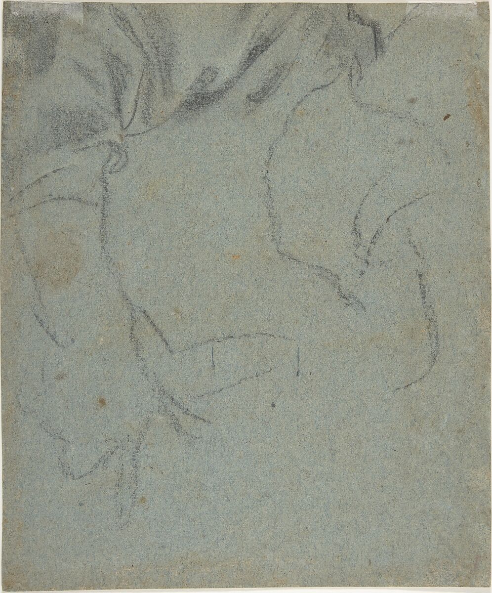 Study of an Old Man, attributed to Giacomo Cavedone (Italian, Sassuolo 1577–1660 Bologna), Charcoal, highlighted with white chalk, on blue-gray paper