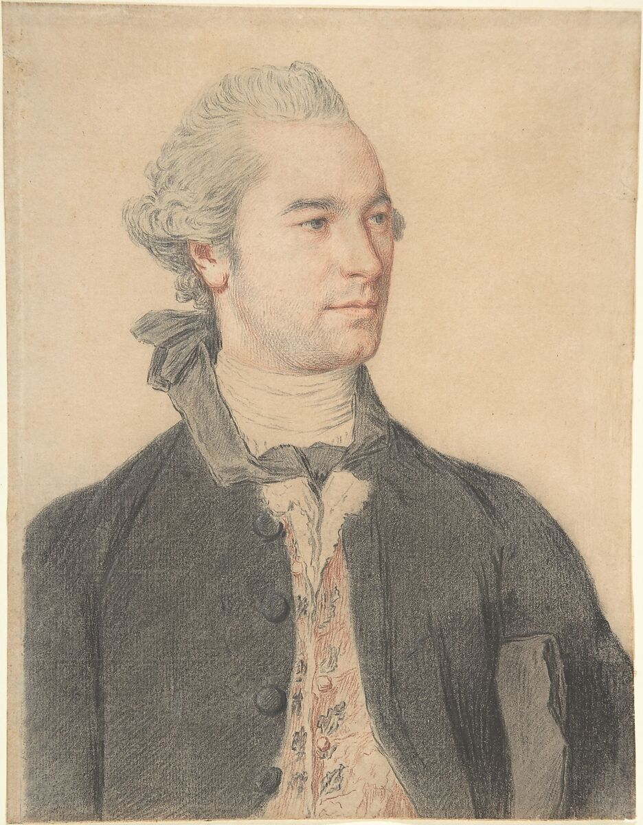 Portrait of a Man, Jean Etienne Liotard (Swiss, Geneva 1702–1789 Geneva), Red and black chalk on off-white laid paper, verso worked in black chalk (in area corresponding to the sitter's jacket on the recto) 