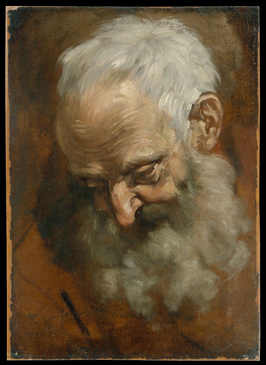 Head of a Bearded Man (Nicodemus), Giacomo Cavedone (Italian, Sassuolo 1577–1660 Bologna), Oil paint on paper