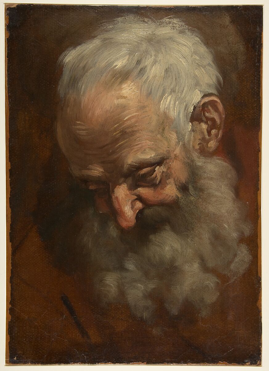 Head of a Bearded Man (Nicodemus), Giacomo Cavedone (Italian, Sassuolo 1577–1660 Bologna), Oil paint on paper 