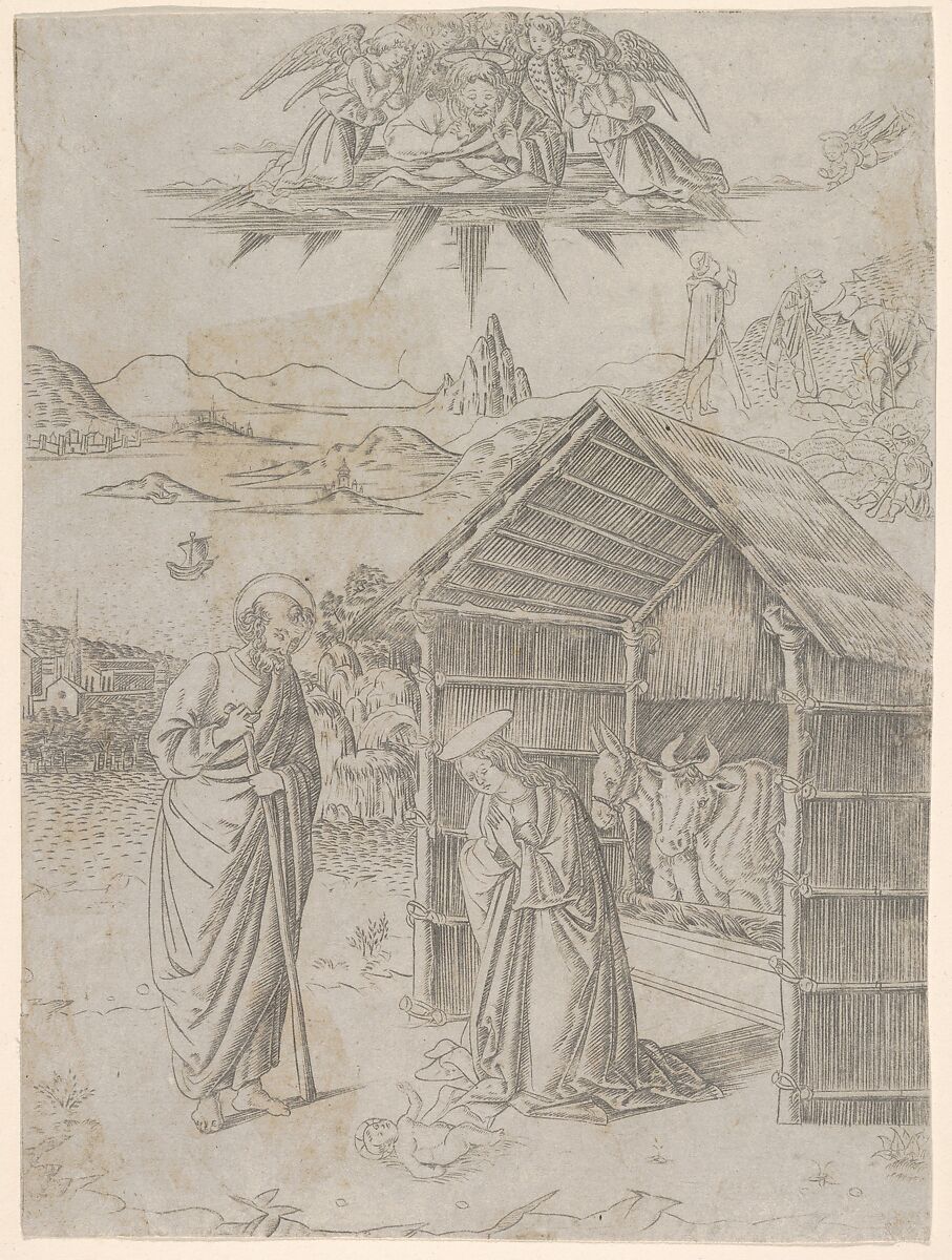 The Nativity, from "Life of the Virgin and Christ", Francesco Rosselli (Italian, Florence 1448–1508/27 Venice (?)), Engraving; first state of three (Bartsch) 