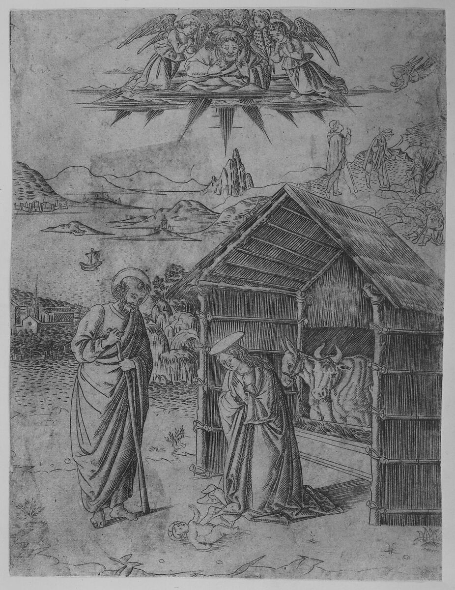 The Nativity, from "Life of the Virgin and Christ", Francesco Rosselli (Italian, Florence 1448–1508/27 Venice (?)), Engraving; first state of three (Bartsch)