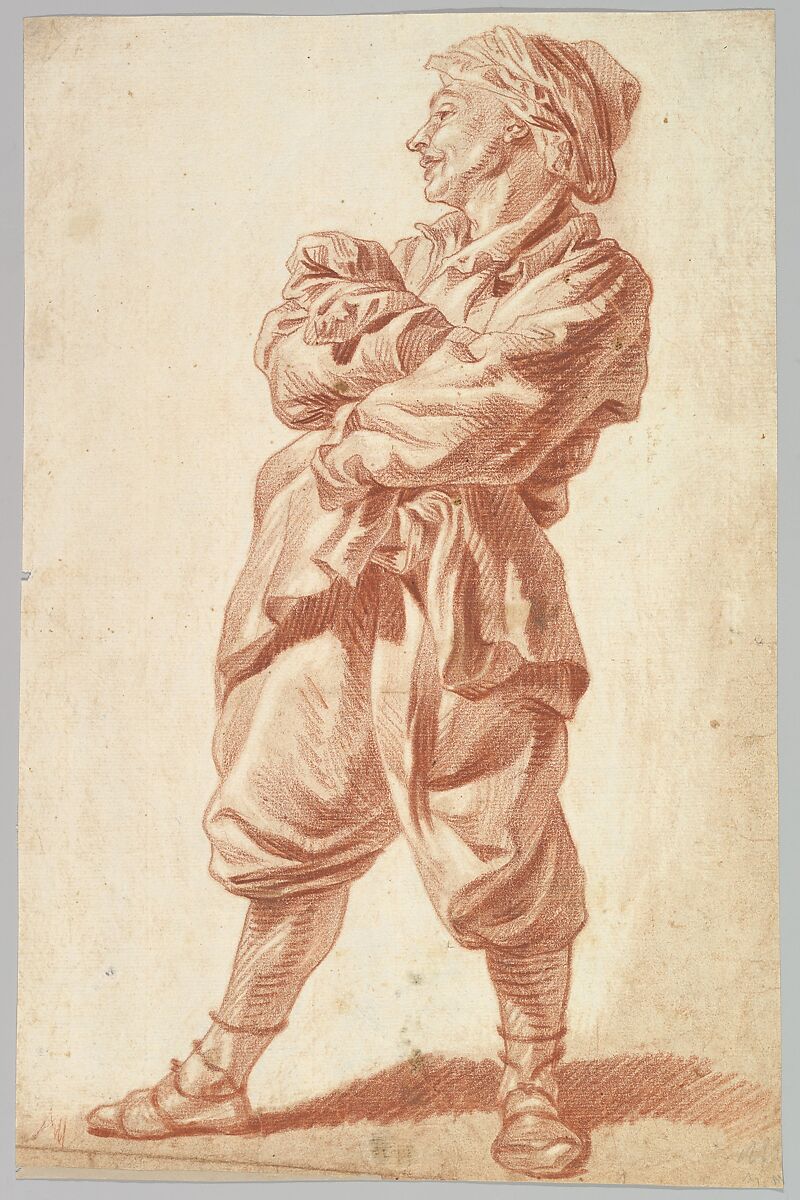 Standing Man, Attributed to Jakob Matthias Schmutzer (Austrian, Vienna 1733–1811 Vienna), Red chalk wash 