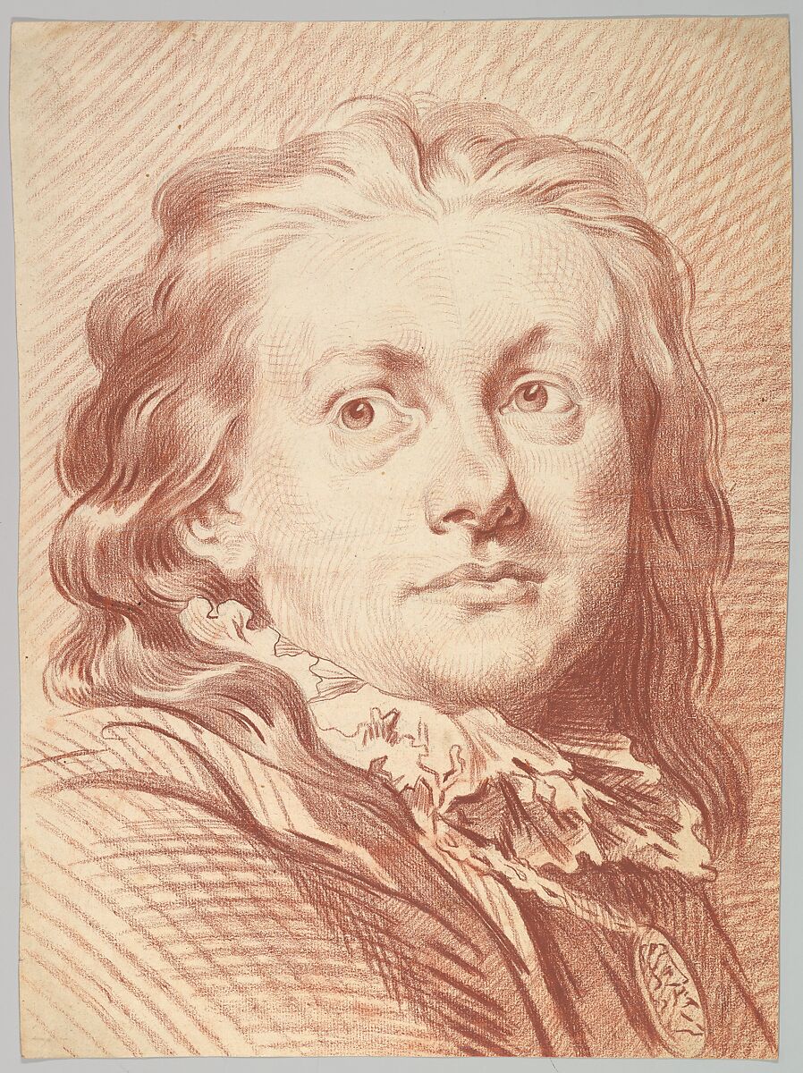 Head of a Man, Attributed to Jakob Matthias Schmutzer (Austrian, Vienna 1733–1811 Vienna), Red chalk over traces of black chalk 