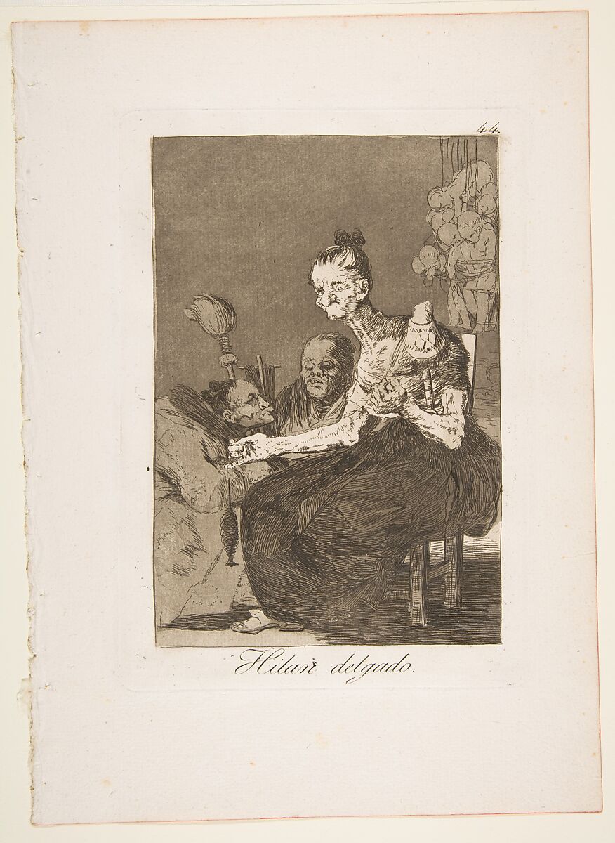 Plate 44 from "Los Caprichos": They spin finely (Hilan delgado), Goya (Francisco de Goya y Lucientes) (Spanish, Fuendetodos 1746–1828 Bordeaux), Etching, aquatint, drypoint, burin 