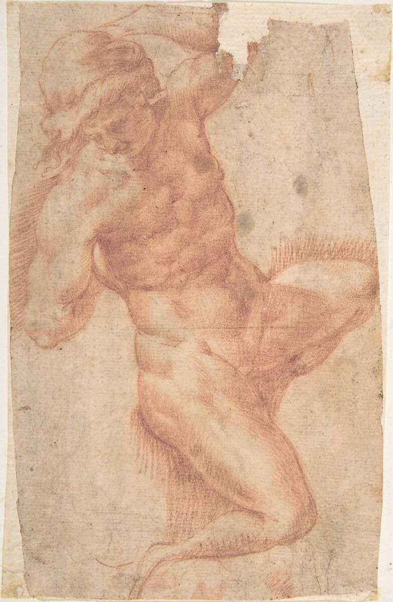Study of a Male Nude, Cavaliere d&#39;Arpino (Giuseppe Cesari) (Italian, Arpino 1568–1640 Rome), Red chalk 
