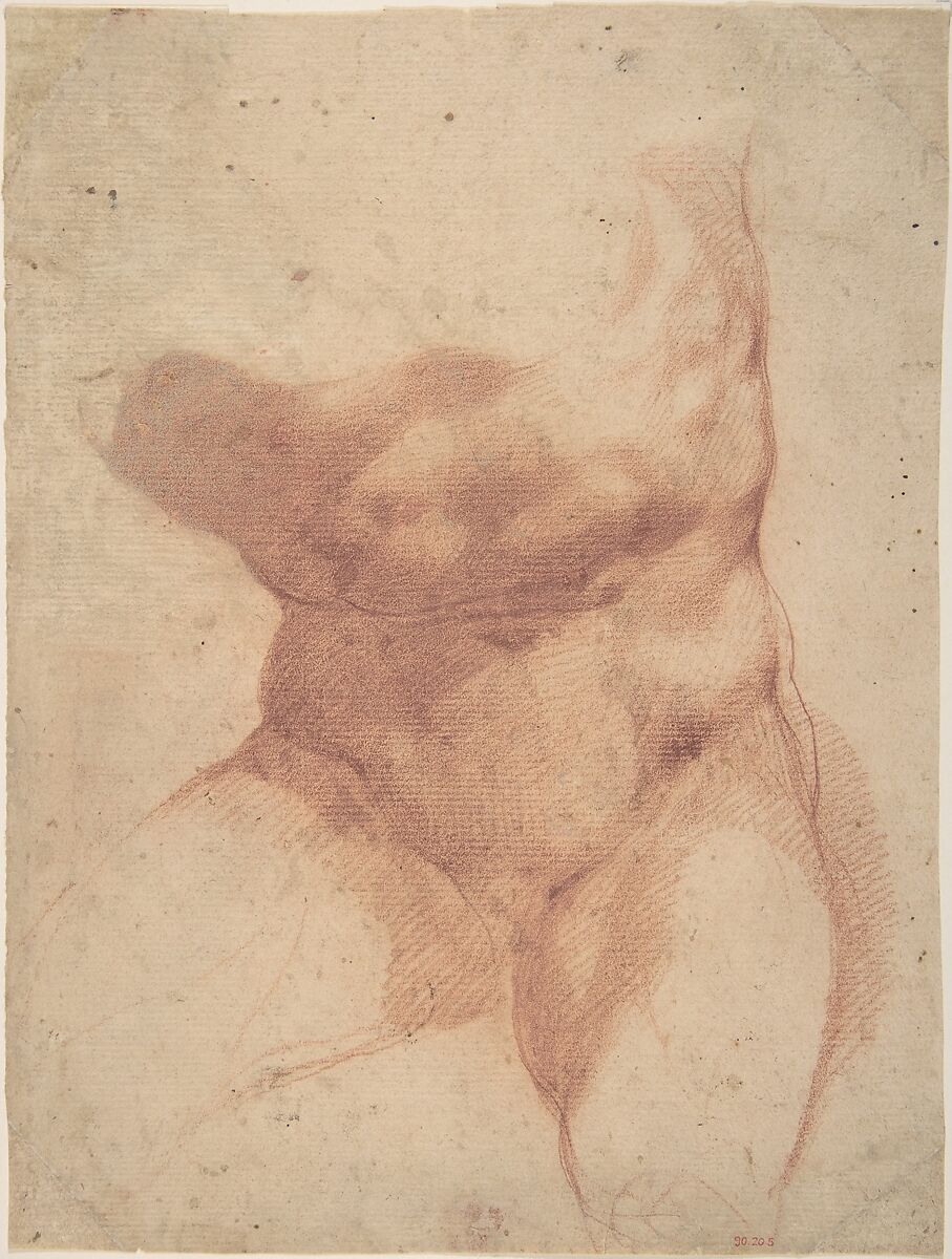 Study after the Belvedere Torso, Cavaliere d&#39;Arpino (Giuseppe Cesari) (Italian, Arpino 1568–1640 Rome), Red chalk 