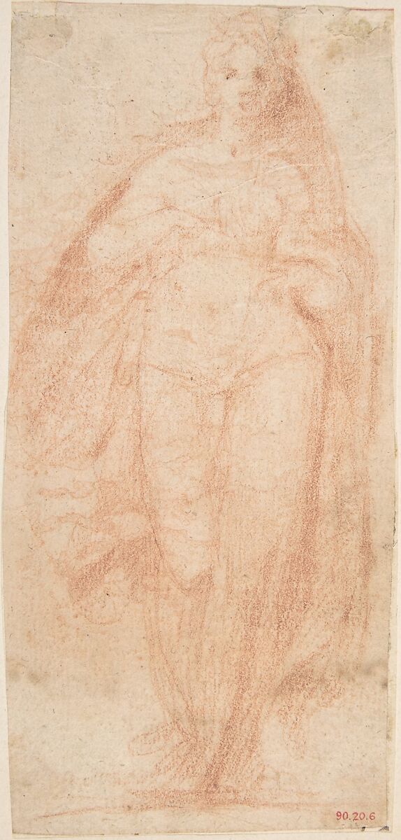 Advancing Figure, Cavaliere d&#39;Arpino (Giuseppe Cesari) (Italian, Arpino 1568–1640 Rome), Red chalk 