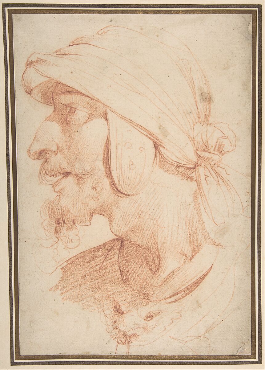 Head of a Warrior, Cavaliere d&#39;Arpino (Giuseppe Cesari) (Italian, Arpino 1568–1640 Rome), Red chalk 
