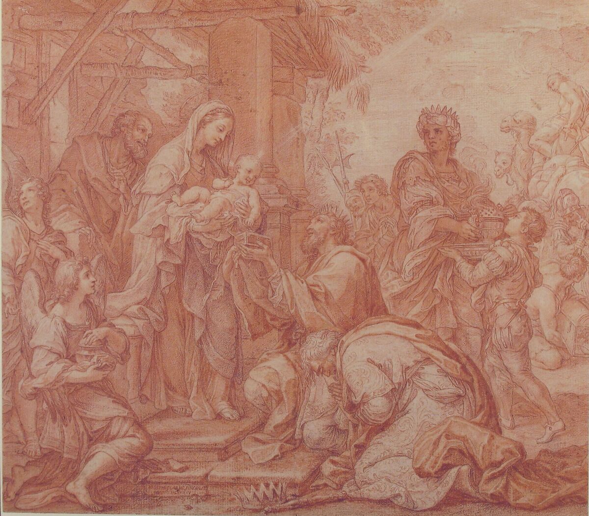 The Adoration of the Magi, Giuseppe Bartolomeo Chiari (Italian, Lucca or Rome 1654–1727 Rome), Red chalk