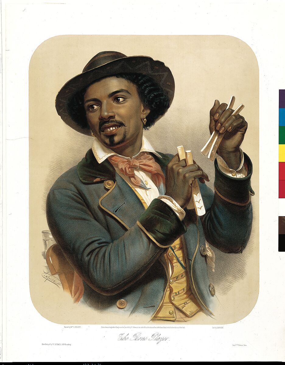 The Bone Player, Jean-Baptiste Adolphe Lafosse (French, Paris 1810–1879 Paris), Hand-colored lithograph