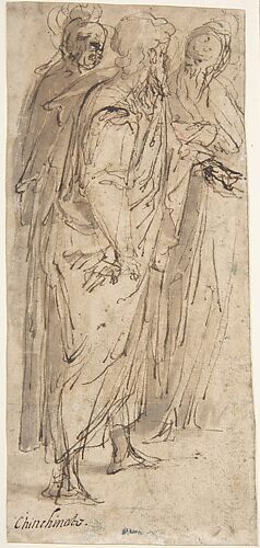Three Standing Male Figures (recto); Two Standing Male Figures (verso)