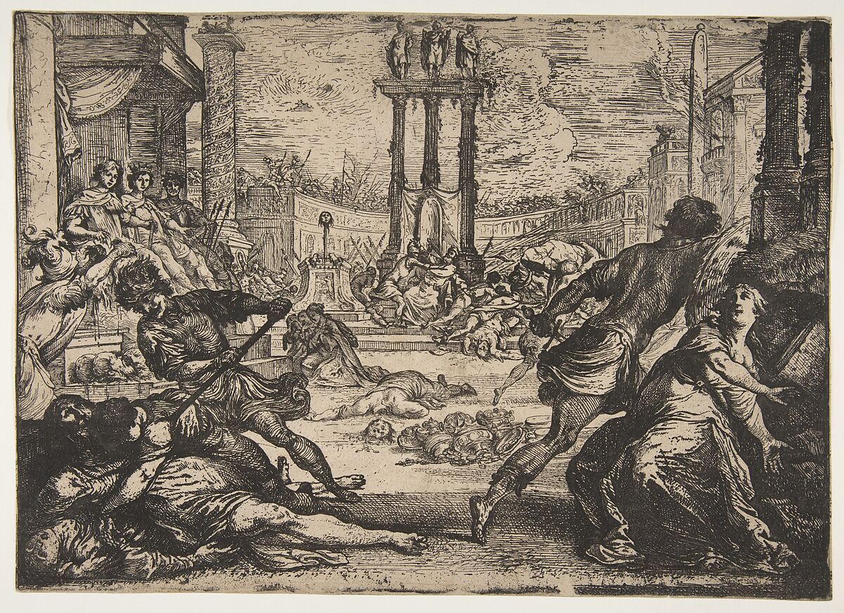 A Massacre by the Triumvirate, Claude Vignon (French, Tours 1593–1670 Paris), Etching 