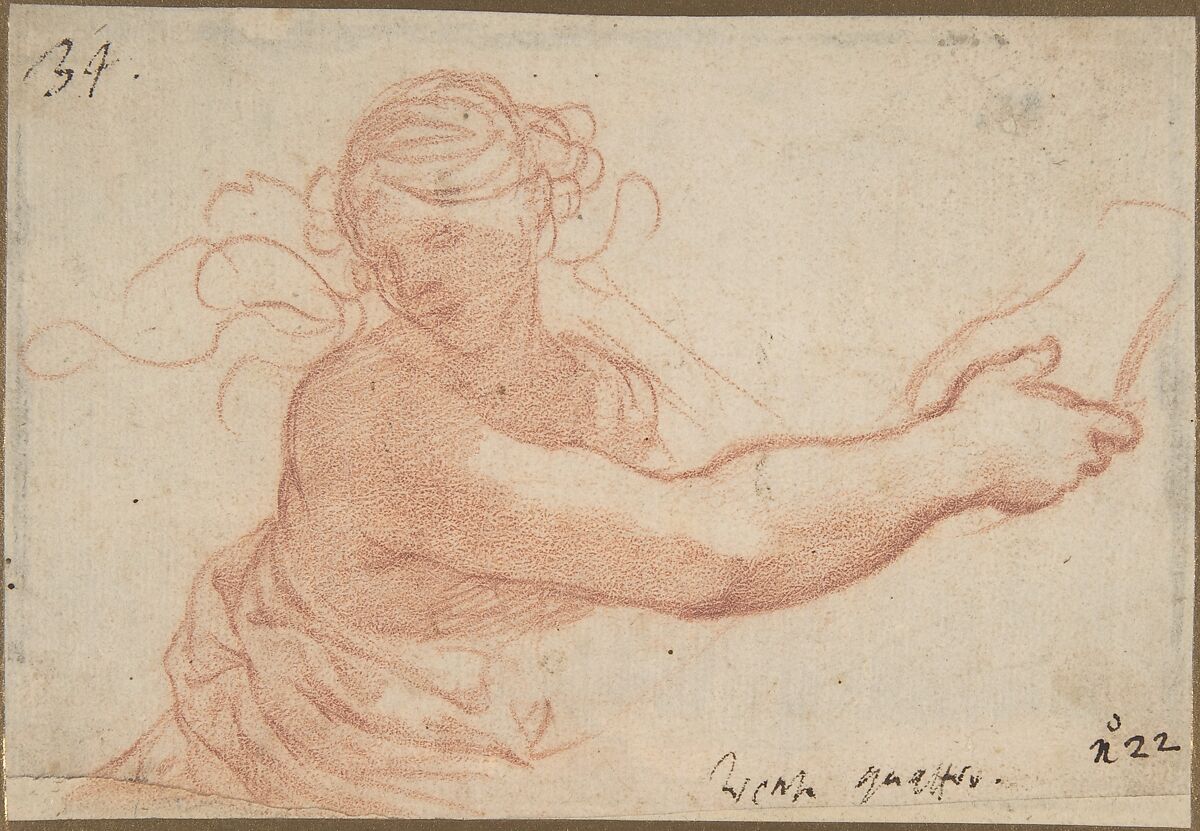 Study for the Allegory of Religion, Pietro da Cortona (Pietro Berrettini) (Italian, Cortona 1596–1669 Rome), Red chalk, glued onto a light cardboard mount. 