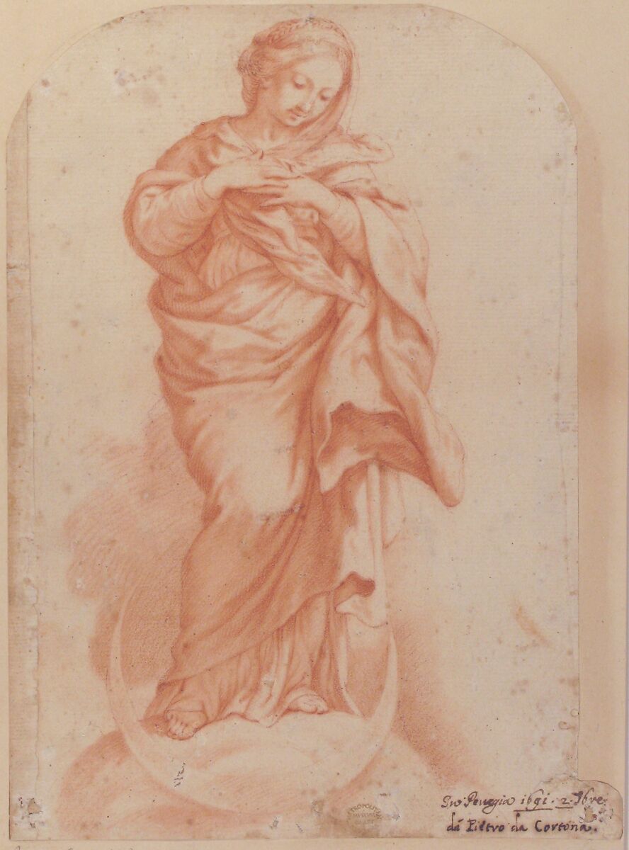 The Virgin Immaculate, After Pietro da Cortona (Pietro Berrettini) (Italian, Cortona 1596–1669 Rome), Red chalk