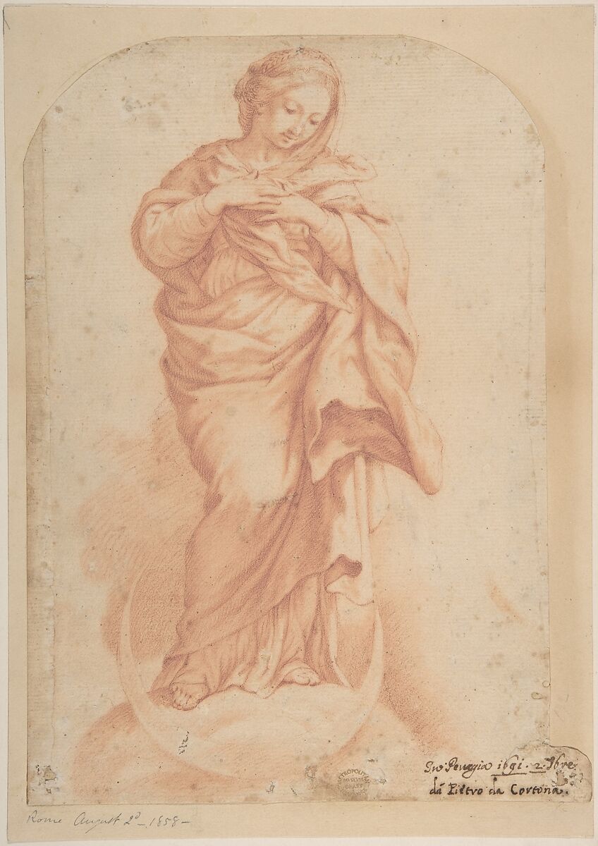 The Virgin Immaculate, After Pietro da Cortona (Pietro Berrettini) (Italian, Cortona 1596–1669 Rome), Red chalk 