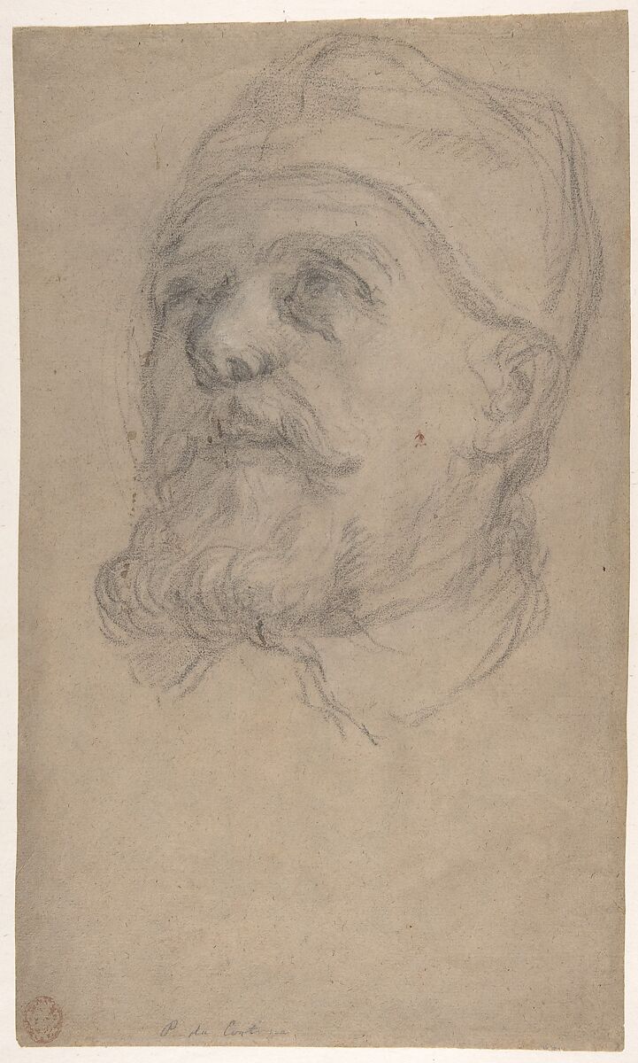 Head of Pope Urban VIII (Maffeo Vincenzo Barberini) (recto); An Outstretched Arm (verso), Attributed to Pietro Locatelli (Italian, Rome, 1634–1710), Black chalk, highlighted with white chalk, on light brown paper (recto); black chalk (verso) 