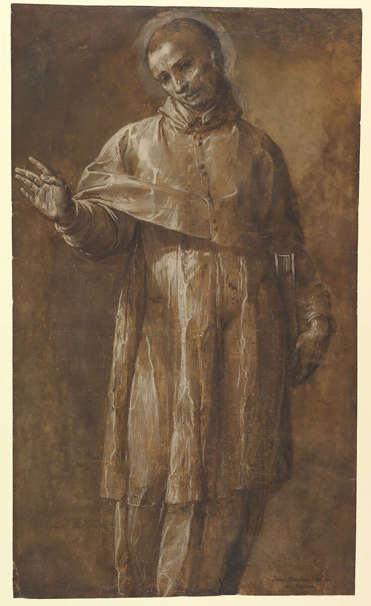 Saint Charles Borromeo, Giovanni Battista Crespi ("Il Cerano")  Italian, Pen and brown ink, brush and brown wash, highlighted with white, on brown-washed paper