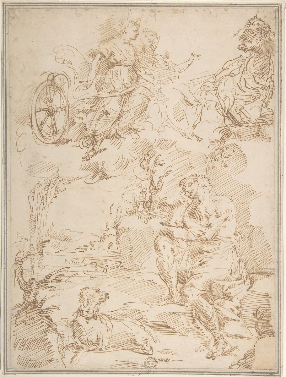 Endymion, Circle of Donato Creti (Italian, Cremona 1671–1749 Bologna), Pen and brown ink 