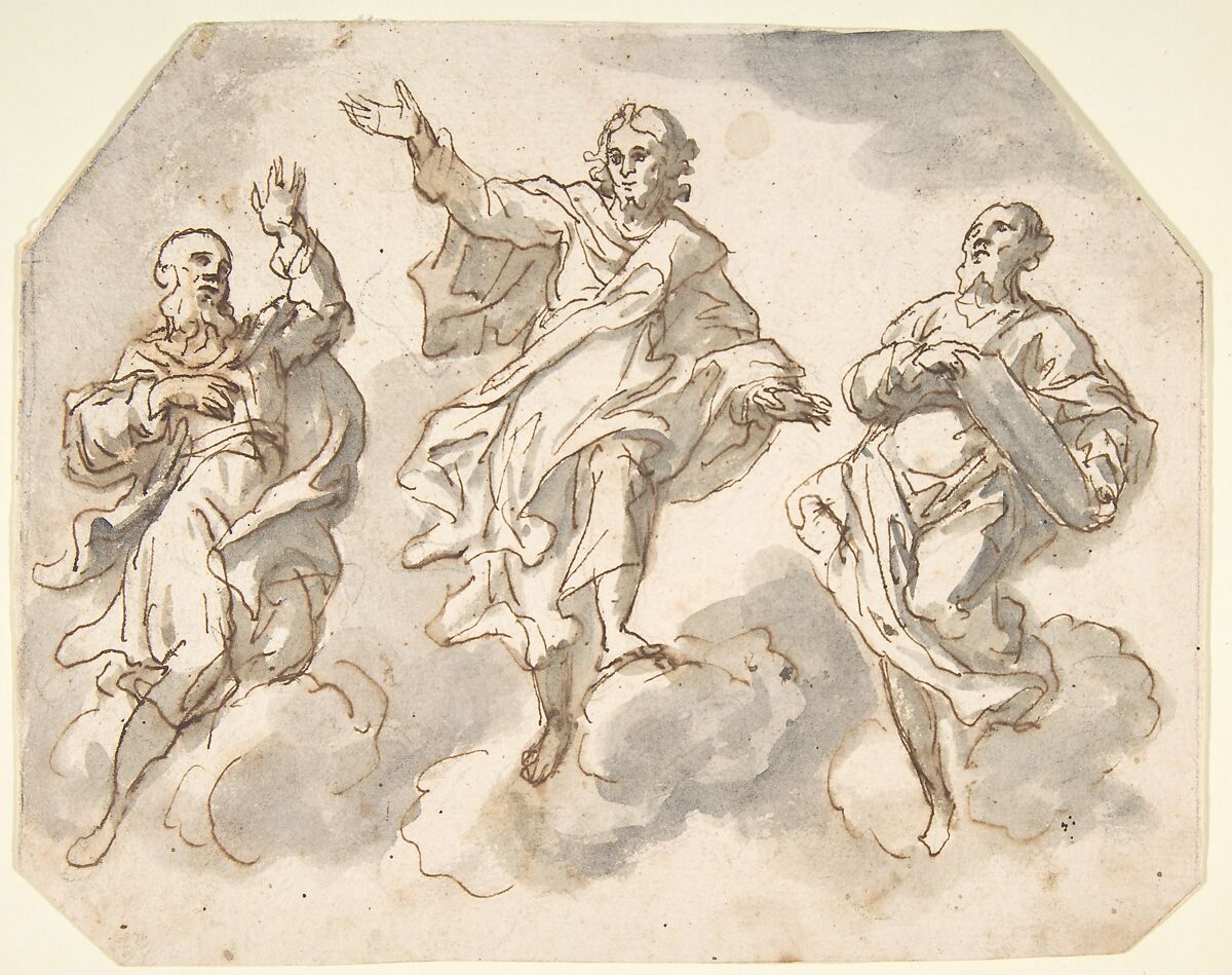 The Transfiguration, Francesco Curia (Italian, documented Naples 1565/70–1608 Naples), Pen and brown ink, brush and gray wash