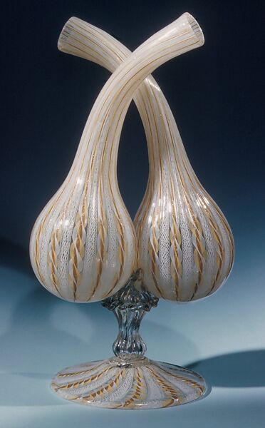 Double Cruet Bottle, Blown glass filigree, British, possibly 