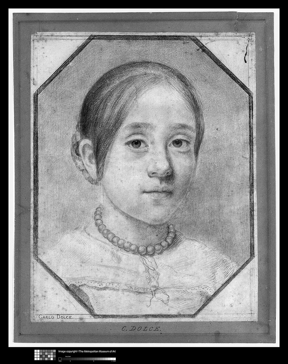Portrait of the Artist's Daughter Agata Dolci, Carlo Dolci (Italian, Florence 1616–1687 Florence), Red and black chalk on pale gray paper