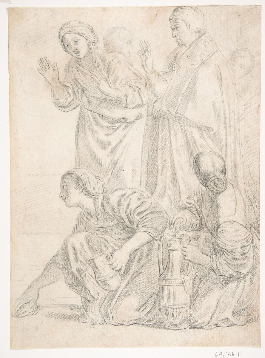 Portion of the Martyrdom of Saint Cecilia, After Domenichino (Domenico Zampieri) (Italian, Bologna 1581–1641 Naples), Black chalk 