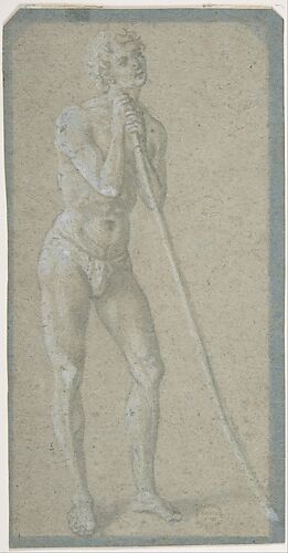 Standing Youth Leaning on a Long Staff (recto); Seated Man (verso)