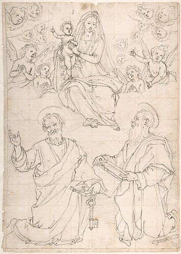 Virgin and Child Appearing in a Glory of Angels to Saint Peter and Saint Paul