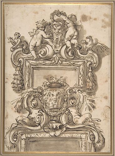 Design for an Overdoor Decoration (recto); Rinceaux (verso)