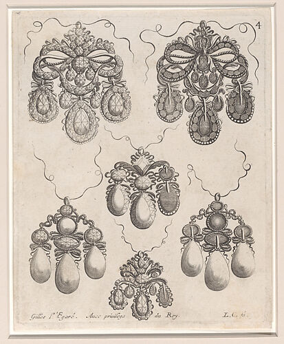 Design for Pendants, Plate 4 from 'Livre des Ouvrages d'Orfevrerie'