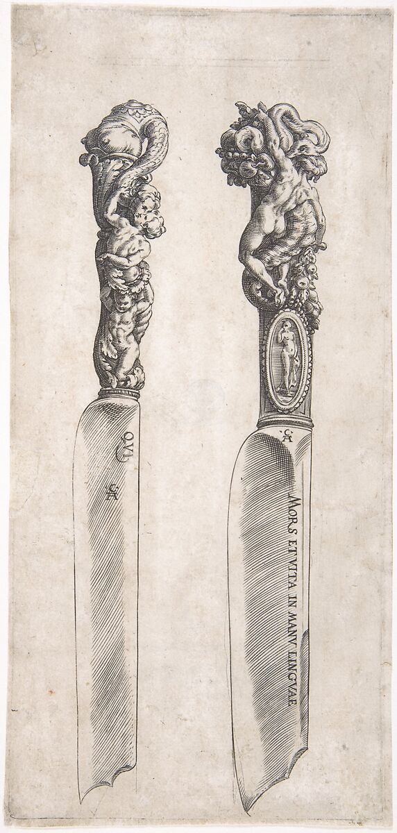 Design for Two Knife Handles, Cherubino Alberti (Zaccaria Mattia)  Italian, Engraving