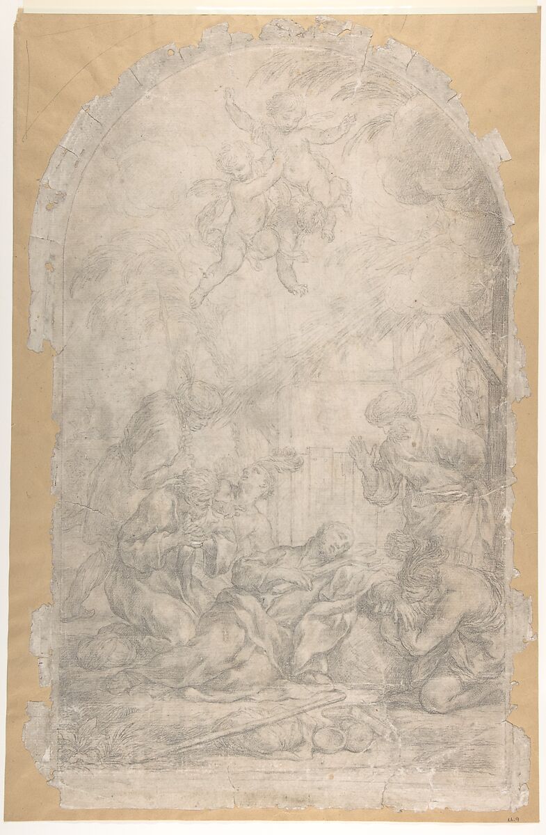 The Death of Saint Francis Xavier, Ciro Ferri (Italian, Rome 1634?–1689 Rome), Black chalk 