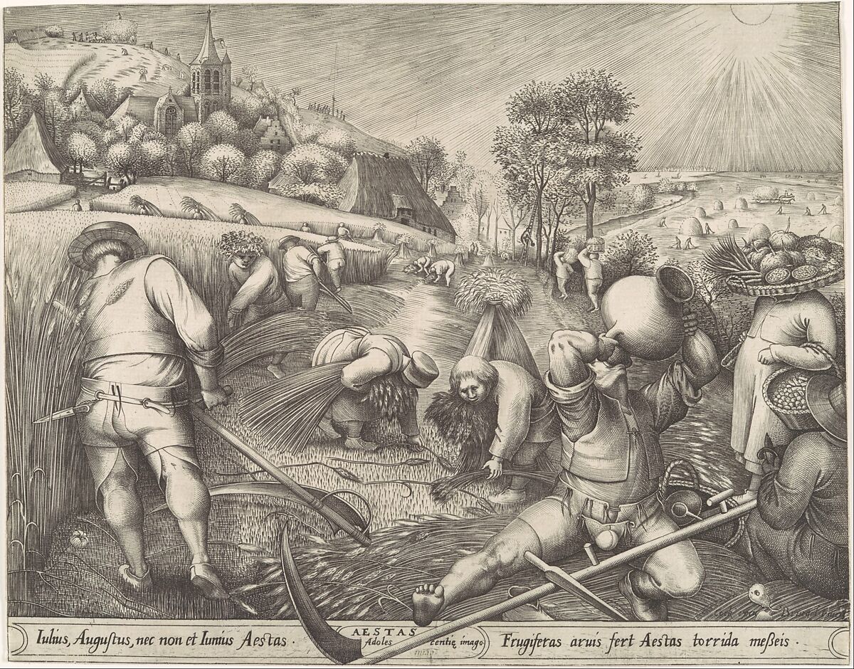 Summer (Aestas), from "The Seasons", Pieter van der Heyden (Netherlandish, ca. 1525–1569), Engraving; first state of two